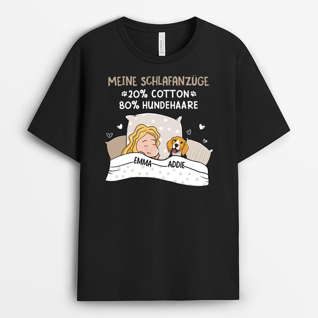 Mein Pyjama 20% Baumwolle 80% Hundehaare - Personalisiertes Geschenk | T-Shirt für Hundeliebhaber