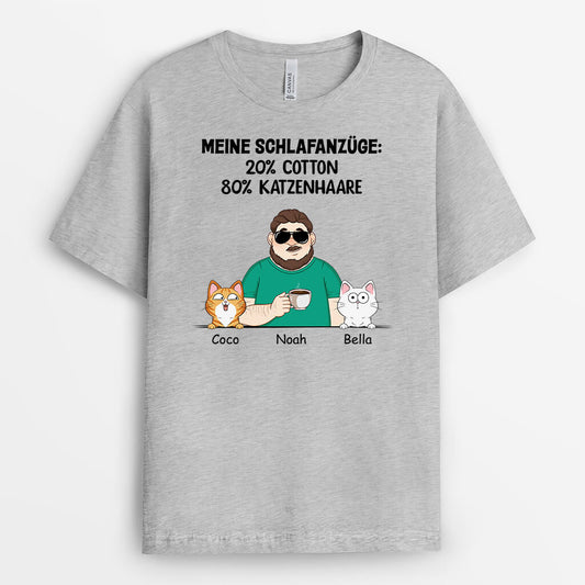 2735AGE2 mein pyjama 20_ baumwolle 80_ katzenhaare  weisses t shirt fur katzenliebhaber personalisiert