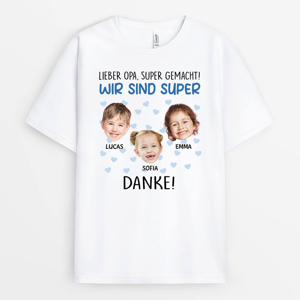 Lieber Papa/Opa Super Gemacht Ich Bin Super - Personalisiertes Geschenk | T-Shirt für Männer