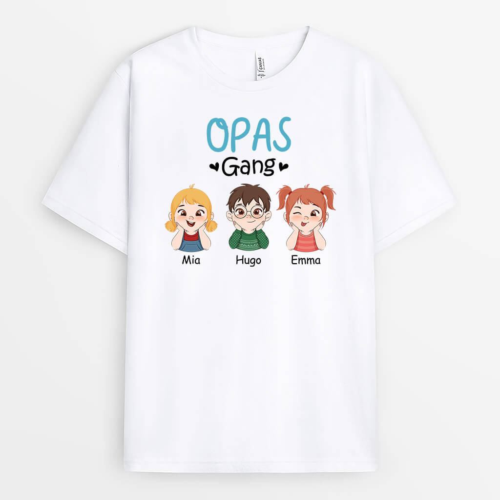 Opas/Papas Bande - Personalisiertes Geschenk | Weißes T-Shirt für Männer Cartoon