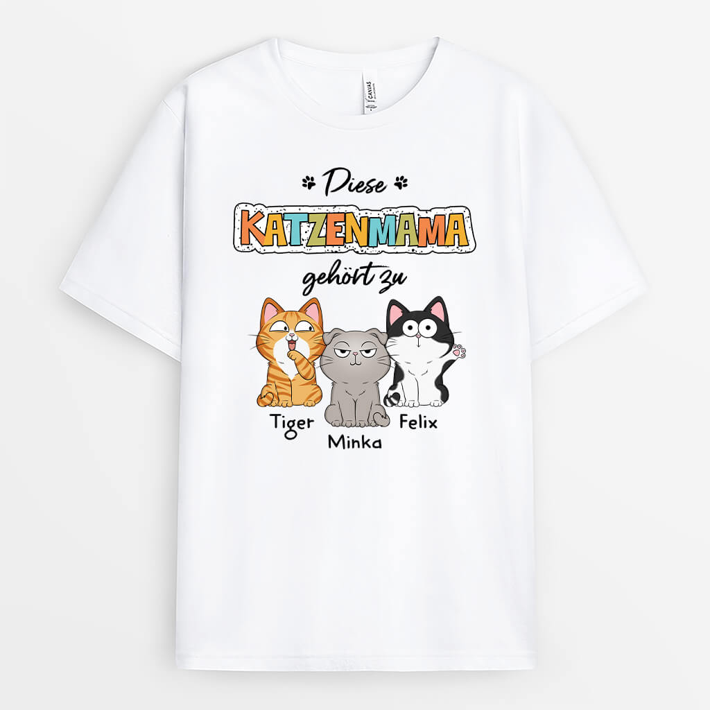 Diese Katzenmama/Dieser Katzenpapa Gehört Zu - Personalisiertes Geschenk | T-shirt für Katzenliebhaber