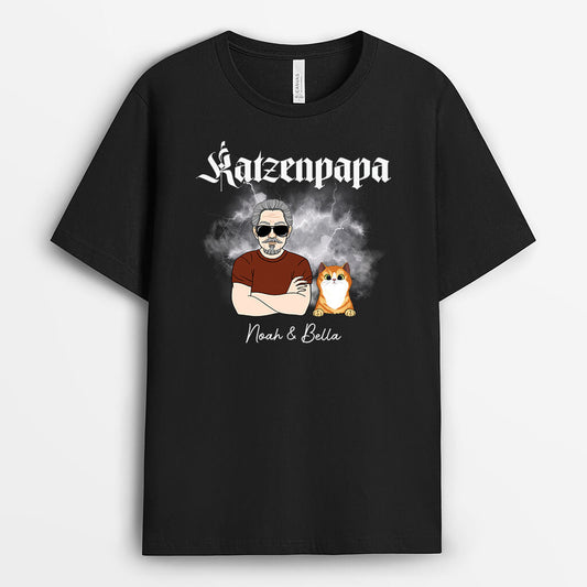 2758AGE1 katzenpapa  personalisiertes t shirt fur katzenliebhaber