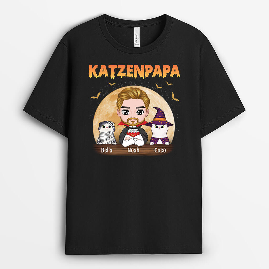 Katzenpapa - Personalisiertes Geschenk | T-Shirt für Katzenliebhaber