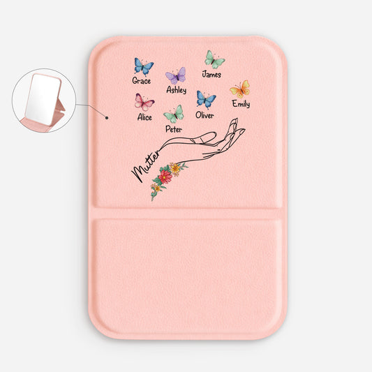 2782AGE1 mama blumen  schmetterlinge personalisiertes geschenk  taschenspiegel mamaoma 2782ajcp5a