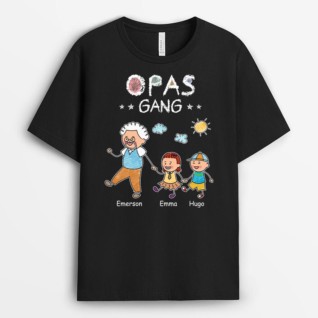 Opas/Papas Bande - Personalisiertes Geschenk | Schwarzes T-shirt für Männer