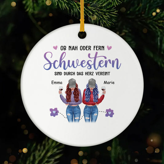 2822OGE1 ob nah oder fern schwestern sind durch das herz vereint weihnachtsschmuck personalisiert_ keramik schwestern 2822O8Z5E