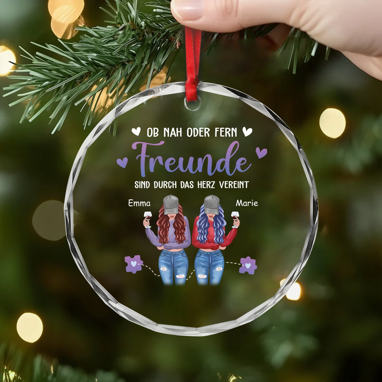 2822OGE2 ob nah oder fern schwestern sind durch das herz vereint weihnachtsschmuck personalisiert_ glas schwestern 2822O8Z5E