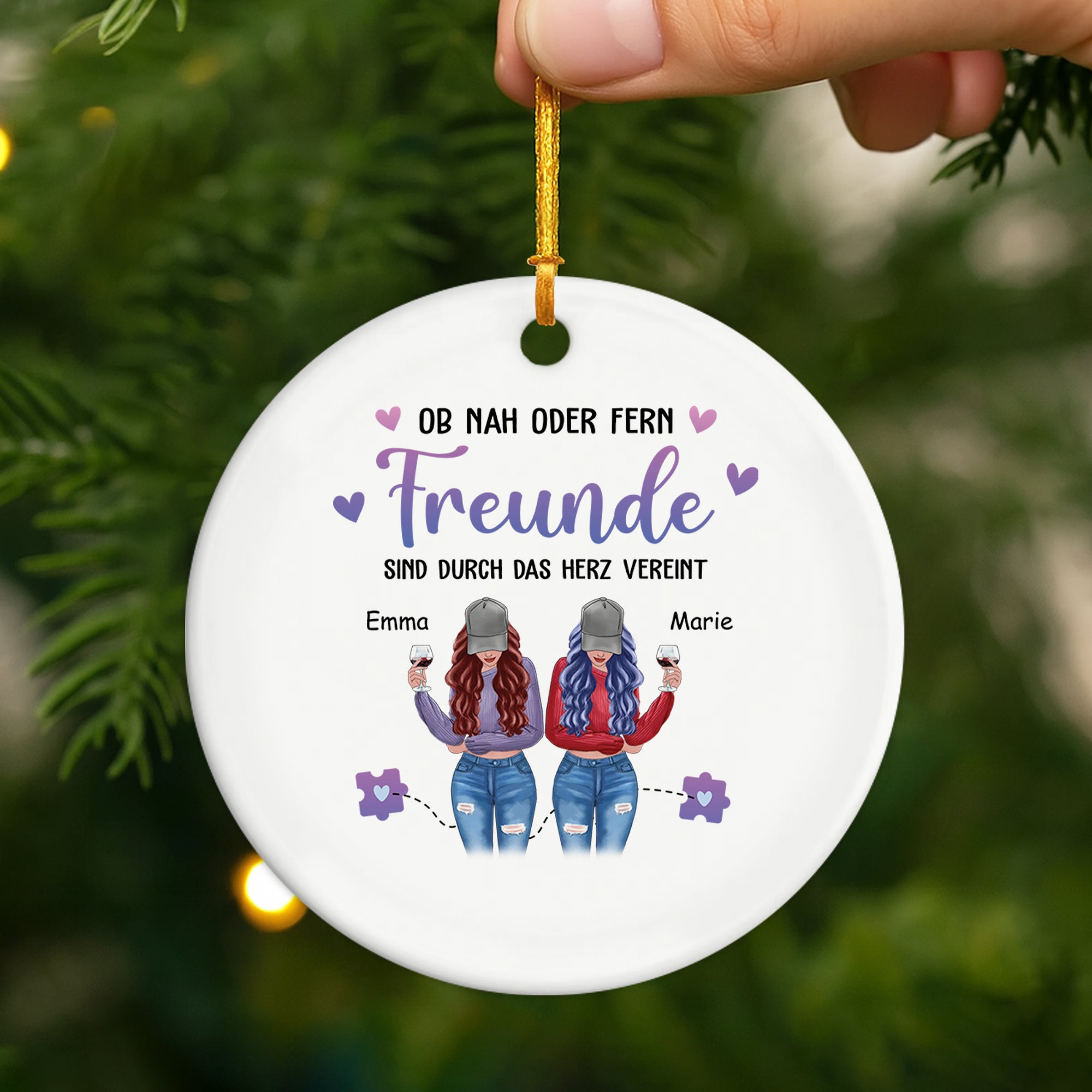 2822OGE2 ob nah oder fern schwestern sind durch das herz vereint weihnachtsschmuck personalisiert_ keramik schwestern 2822O8Z5E