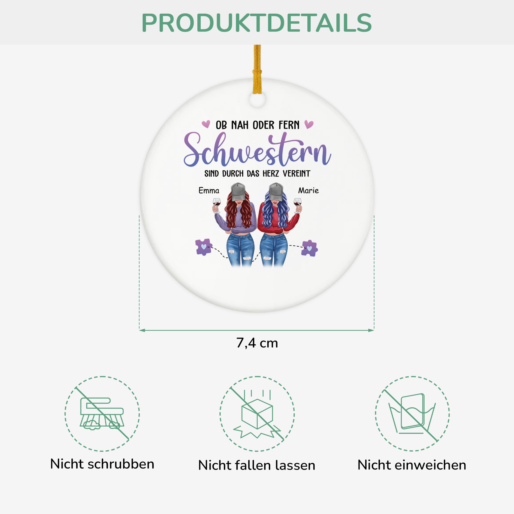 2822OGE3 ob nah oder fern schwestern sind durch das herz vereint weihnachtsschmuck personalisiert_ keramik schwestern 2822O8Z5E
