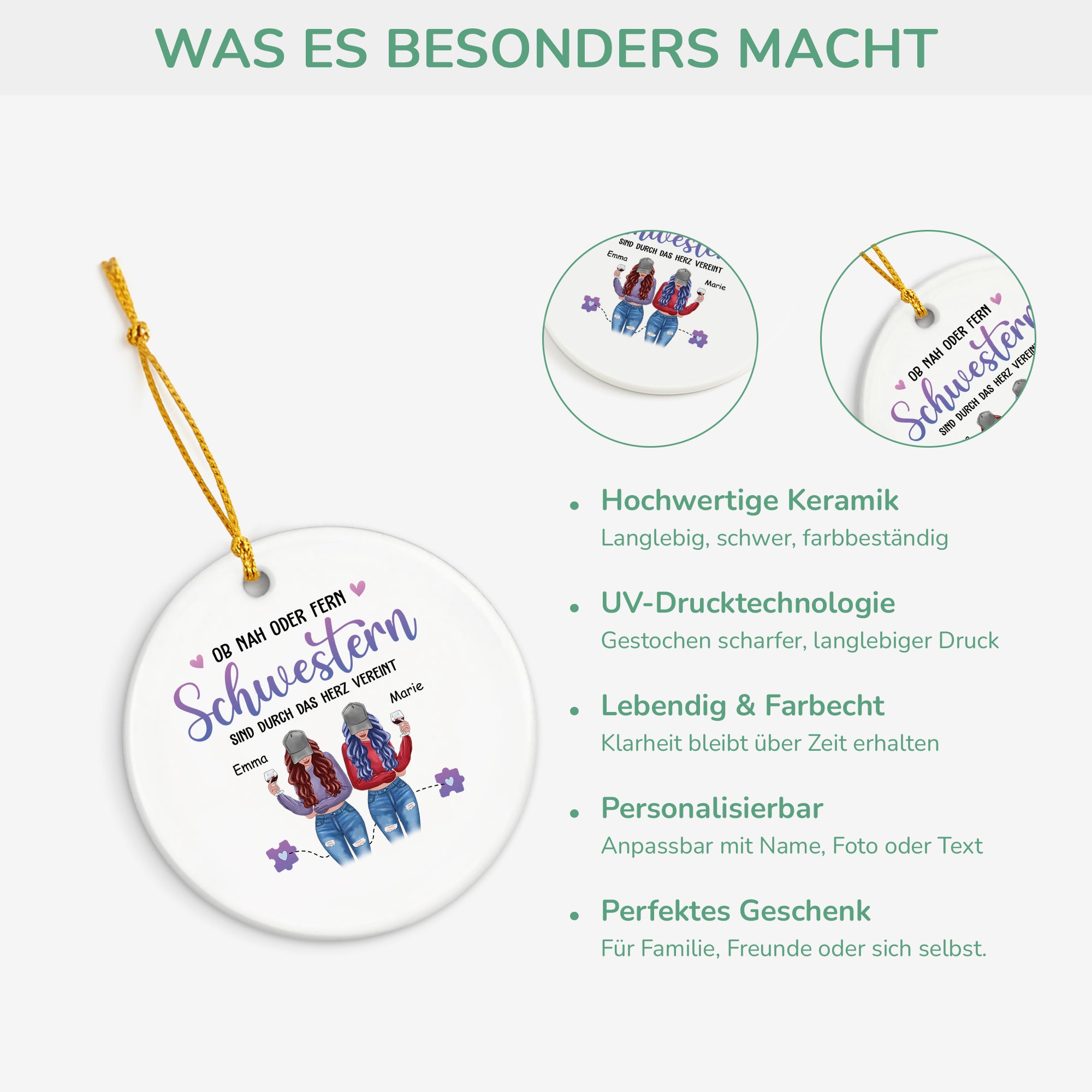 2822OGE4 ob nah oder fern schwestern sind durch das herz vereint weihnachtsschmuck personalisiert_ keramik schwestern 2822O8Z5E