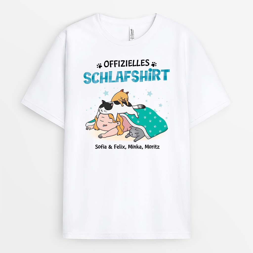 Offizielles Schlafshirt - Personalisiertes Geschenk | T-Shirt für Katzenliebhaber