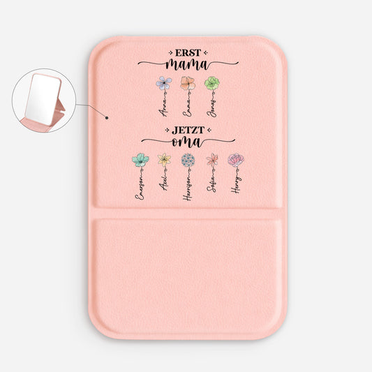 2851AGE1 erst mama jetzt oma personalisiertes geschenk  taschenspiegel blumen 2851aj6q5a