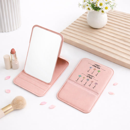 2851AGE2 erst mama jetzt oma personalisiertes geschenk  taschenspiegel blumen 2851aj6q5a