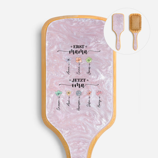 2851AGE2 erst mama jetzt oma personalisiertes geschenk  uv druck acetat  holz haarburste blumen 2851aq6q5a