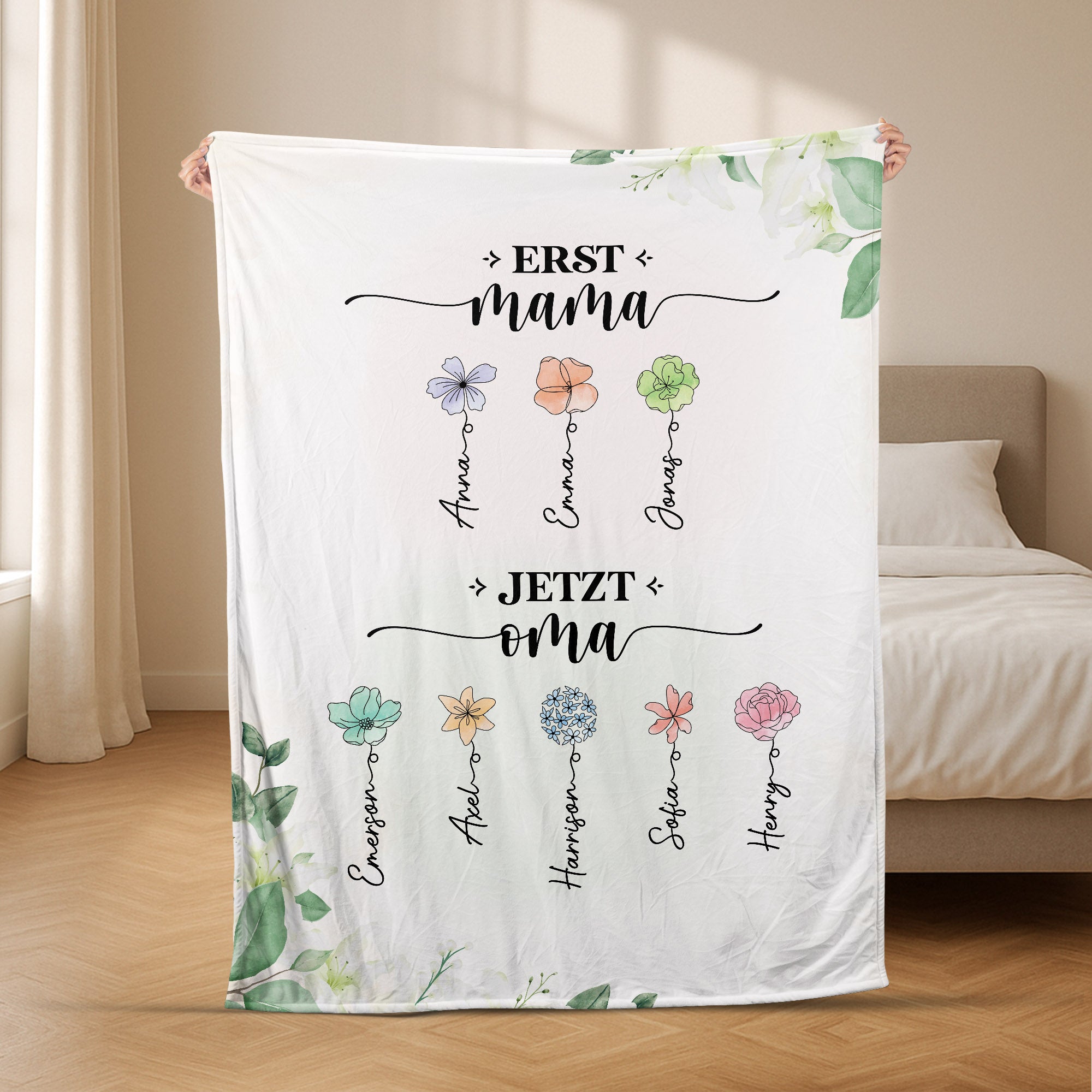 2851BGE2 zuerst mama jetzt oma blumen kuscheldecke personalisiert_ oma 2851B3Y5A