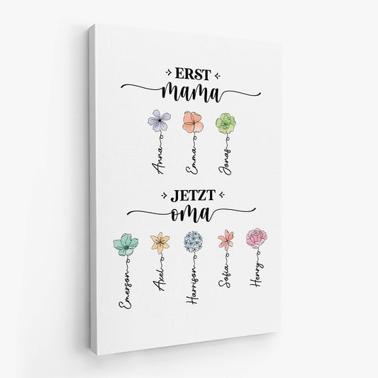 2851CGE2 zuerst mama jetzt oma blumen personalisierte leinwand fur mama 2851C5I5A