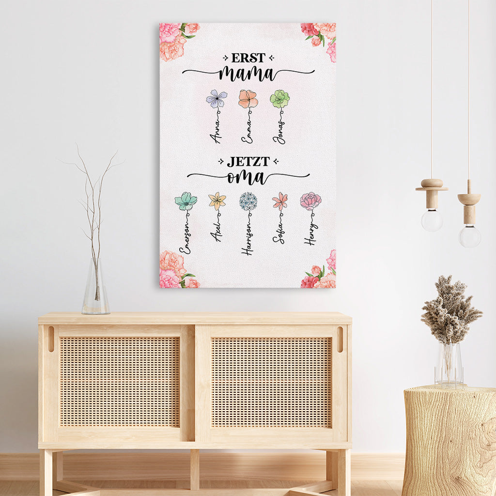 2851CGE3 zuerst mama jetzt oma blumen personalisierte leinwand fur mama 2851C5I5A