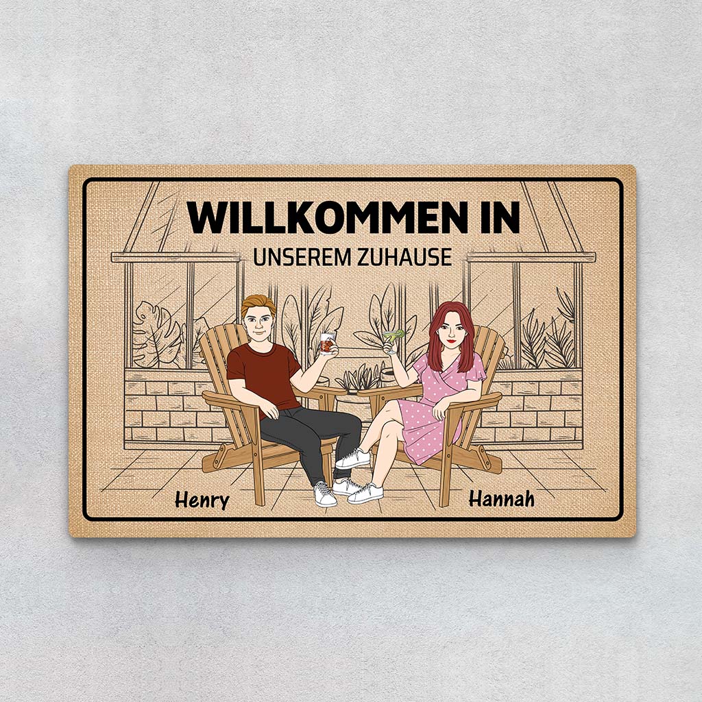 Willkommen In Unserem Zuhause - Personalisiertes Geschenk | Fußmatte für die Familie