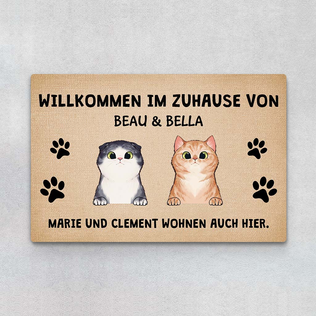 Willkommen In Unserem Zuhause Von - Personalisiertes Geschenk | Fußmatte für Katzenliebhaber