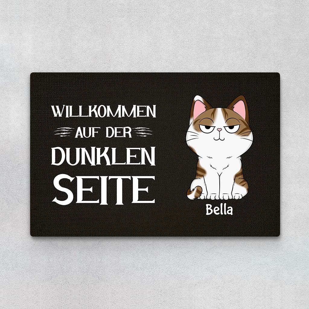 Willkommen Auf Der Dunklen Seite - Personalisiertes Geschenk | Fußmatte für Katzenbeliebhaber