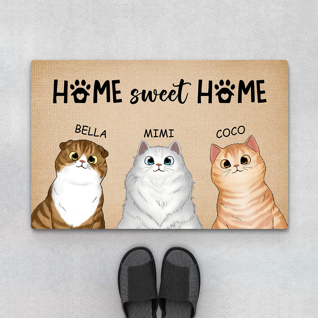 Home Sweet Home - Personalisiertes Geschenk | Fußmatte für Katzenbeliebhaber