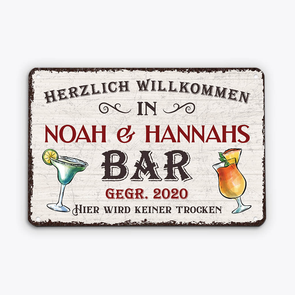 Herzlich Willkommen In - Personalisiertes Geschenk | Türschild für Paare