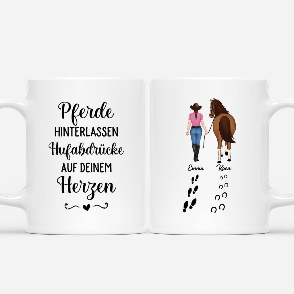 Pferde Hinterlassen Hufabdrücke Auf Deinem Herzen - Personalisiertes Geschenk | Tasse für Pferdeliebhaber