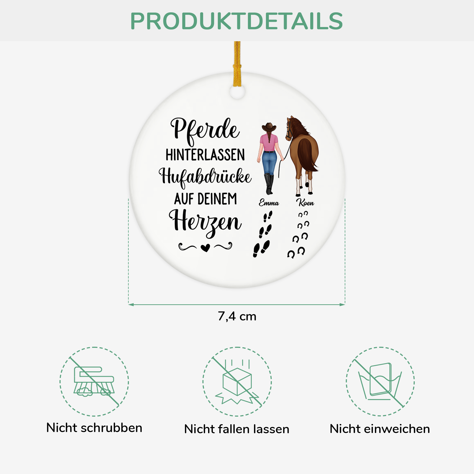 2938OGE3 pferde hinterlassen hufspuren in deinem herzen weihnachtsschmuck personalisiert_ keramik pferd 2938O6U7U