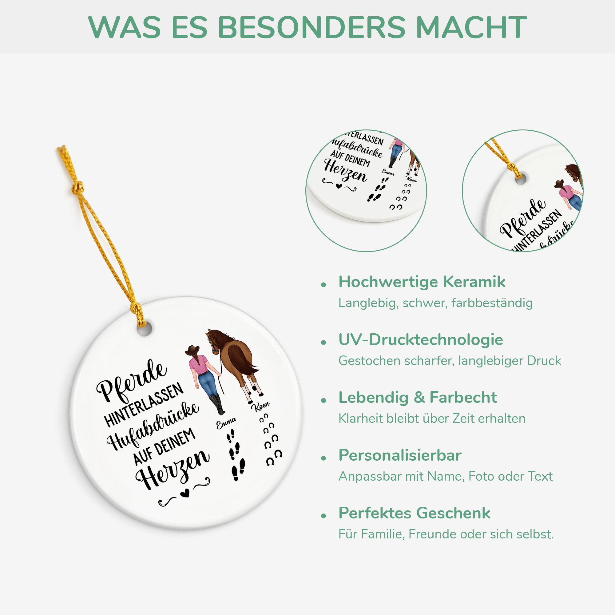 2938OGE4 pferde hinterlassen hufspuren in deinem herzen weihnachtsschmuck personalisiert_ keramik pferd 2938O6U7U