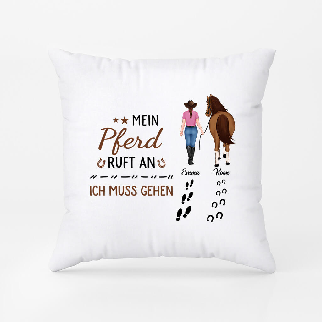 Mein Pferd Ruft Ich Muss Gehen - Personalisiertes Geschenk | Kissen für Pferdeliebhaber