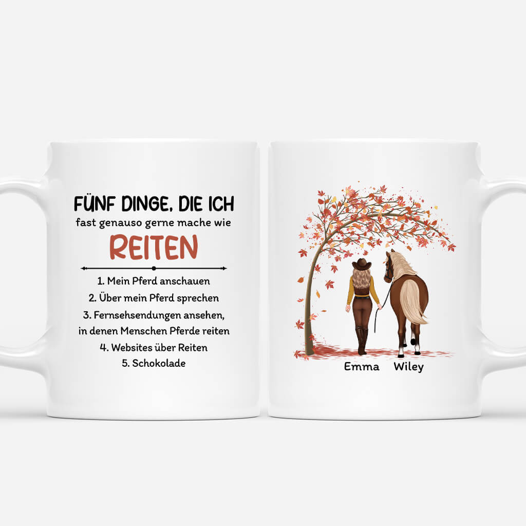 Fünf Dinge Die Ich Fast Genauso Gerne Mache Wie Reiten - Personalisiertes Geschenk | Tasse für Pferdeliebhaber