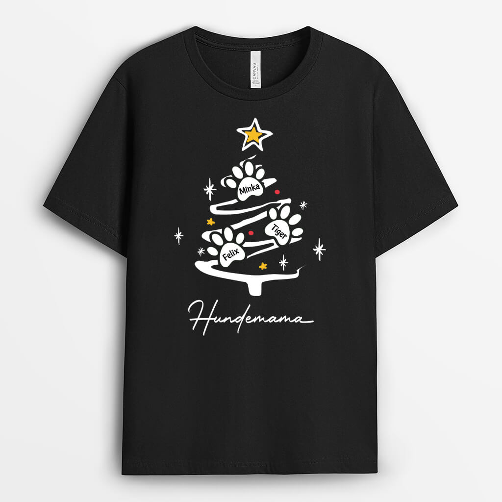 Hundemama Und Weihnachtsbaum - Personalisiertes Geschenk | T-Shirt für Hundeliebhaber