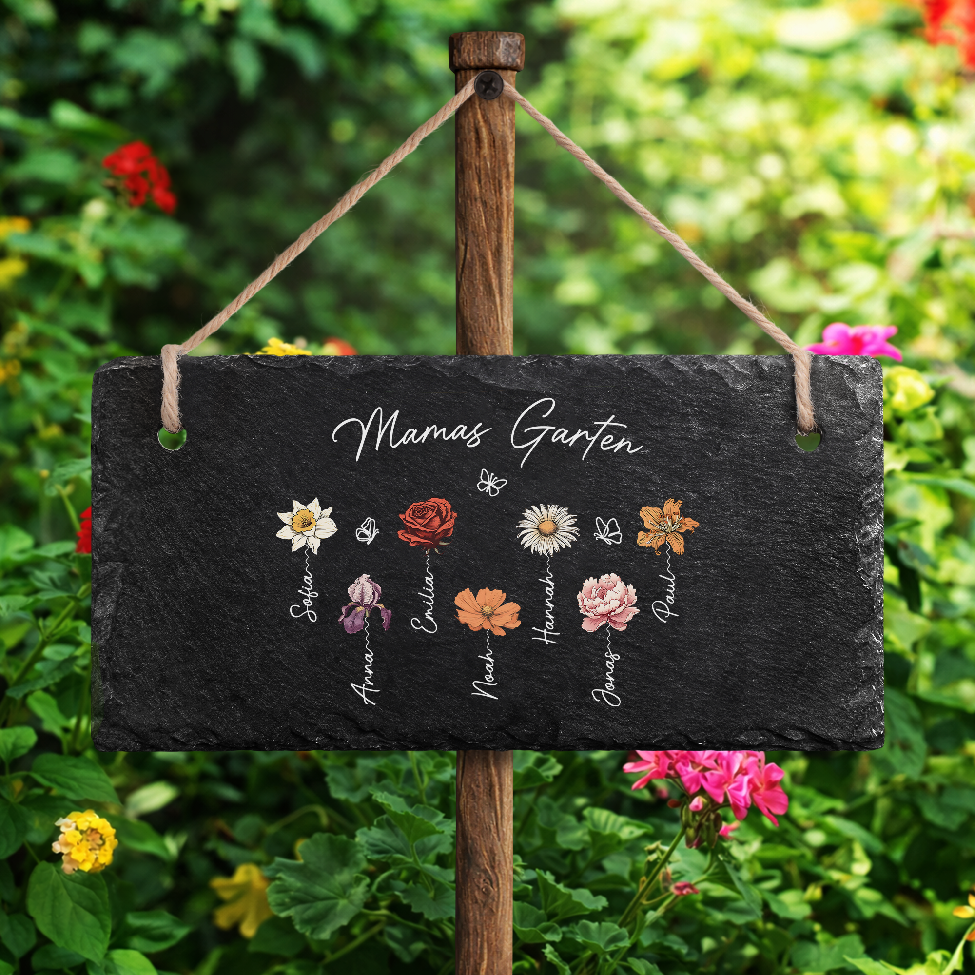 2966AGE2 omas garten personalisiertes geschenk garten  mama  oma schiefer gartenschild schmetterling lineart 2966ae8f5a