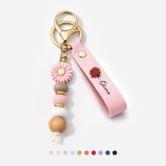 2966MGE1 name _ blume personalisierte geschenke fur frauen  uv druck daisy schlusselanhanger perlen 2966mj8f5a