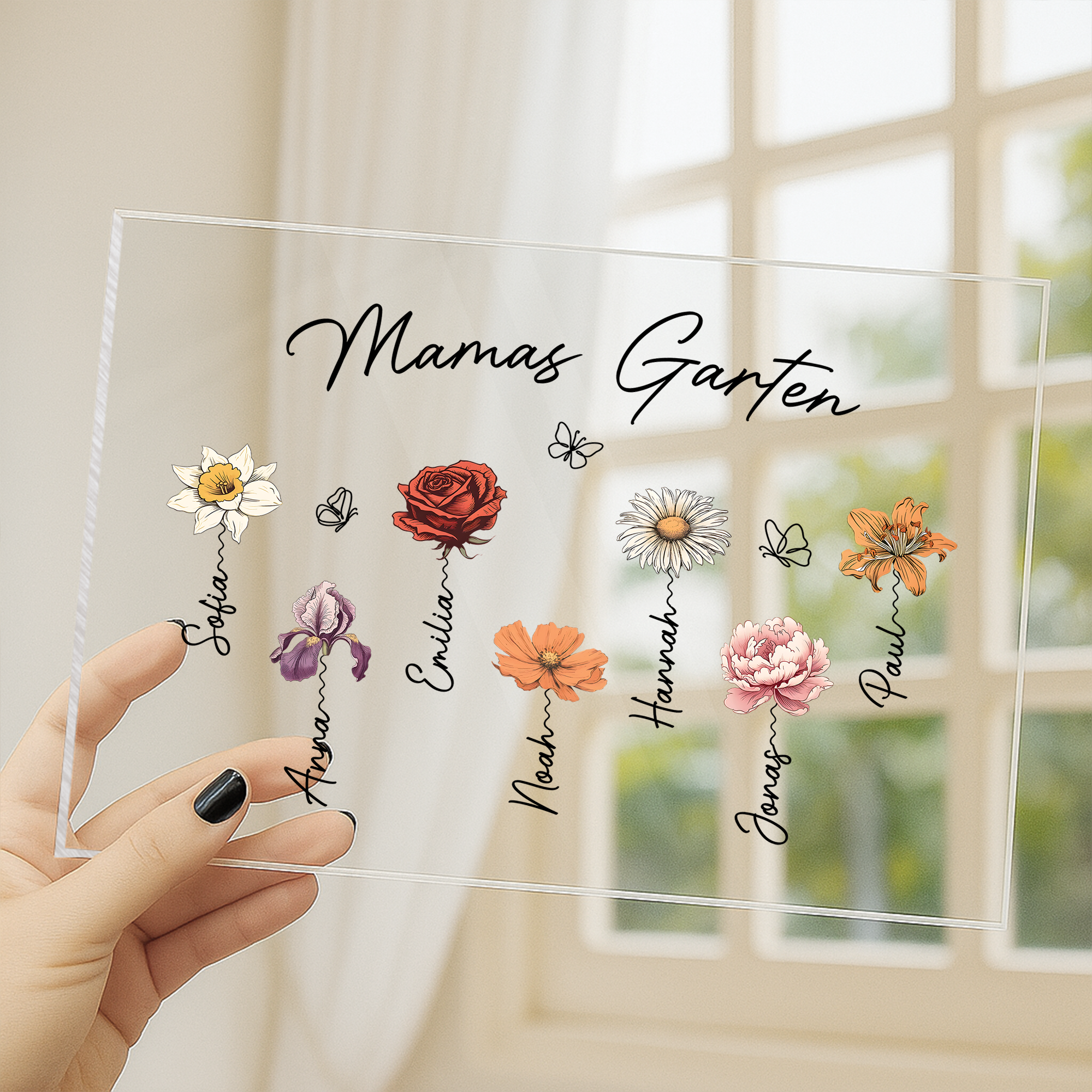 2966RGE3 omas gang personalisiertes geschenk garten  acryl aufsteller mit stander omamama schmetterlinge lineart 2966r8t5a