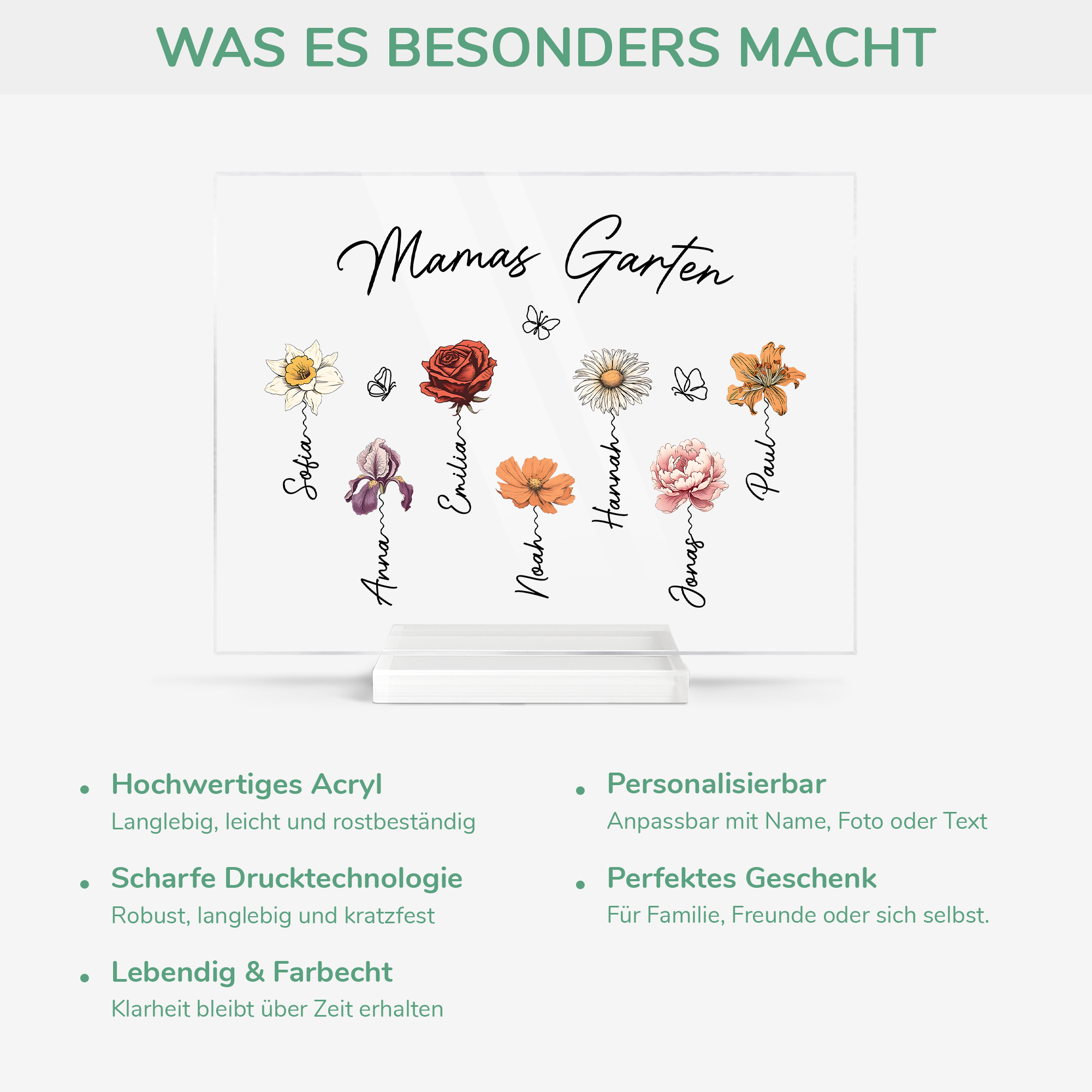 2966RGE5 omas gang personalisiertes geschenk garten  acryl aufsteller mit stander omamama schmetterlinge lineart 2966r8t5a