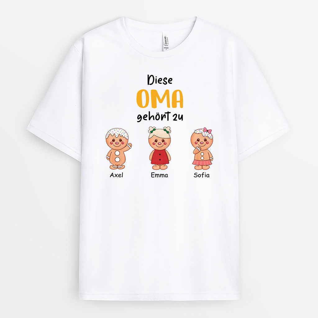 Diese Oma Gehört Zu Lebkuchenmann - Personalisiertes Geschenk | T-Shirt für Omas zu Weihnachten