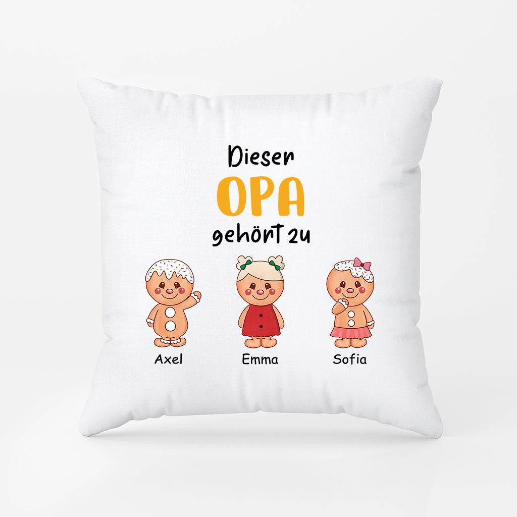 2977PGE2 diese oma mama gehort zu lebkuchenmann personalisiertes kissen fur damen zu weihnachten 2977p