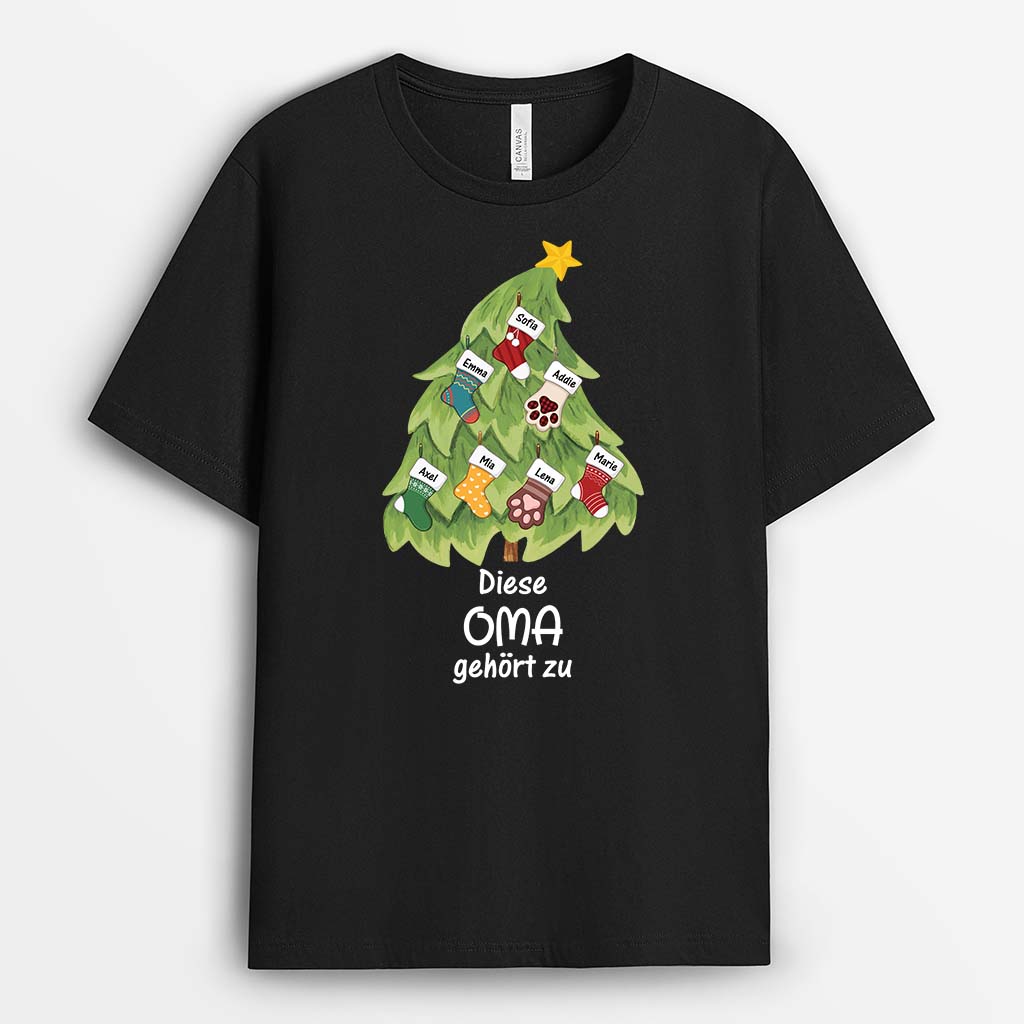 Diese Oma Gehört Zu Weihnachtsbaum - Personalisiertes Geschenk | T-Shirt für Omas zu Weihnachten