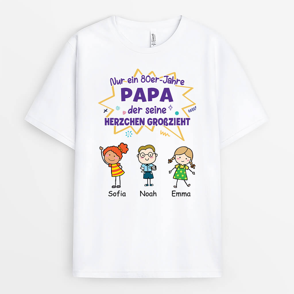 Nur Ein 80er-Jahre-Vater Der Seine Herzchen Großzieht - Personalisiertes Geschenk | T-Shirt für Papas