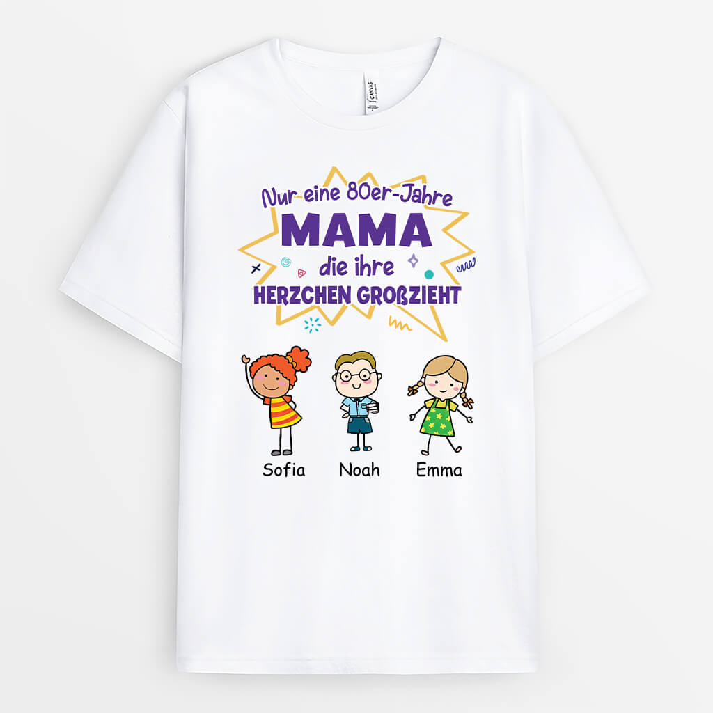 Nur Eine 80er-Jahre-Mutter Die Ihre Herzchen Großzieht - Personalisiertes Geschenk | T-Shirt für Mamas