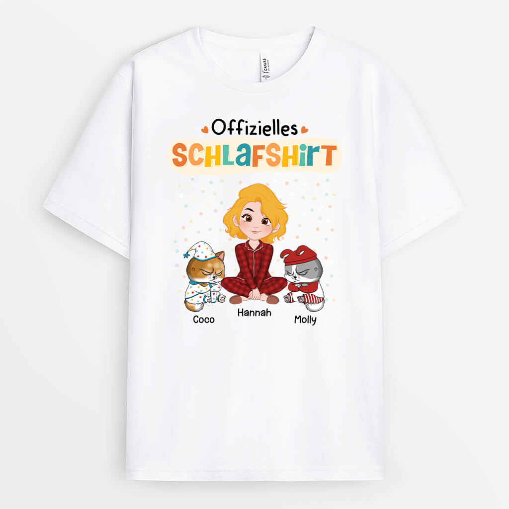 Offizielles Schlafshirt - Personalisiertes Geschenk | T-Shirt für Katzenliebhaber