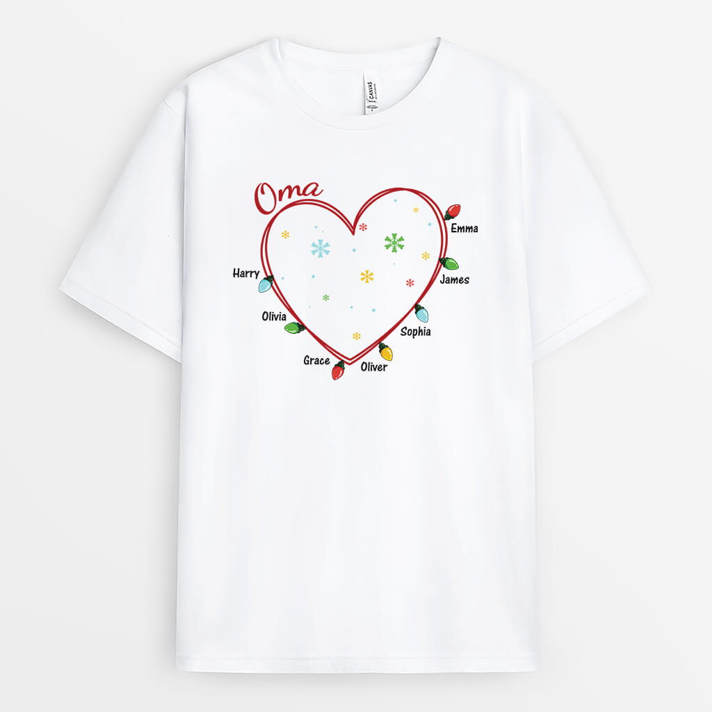 Oma Herz - Personalisiertes Geschenk | T-Shirt für Omas zu Weihnachten