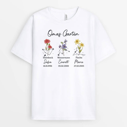 3024AGE1 sternbild und geburtsdatum  personalisiertes t shirt fur omas