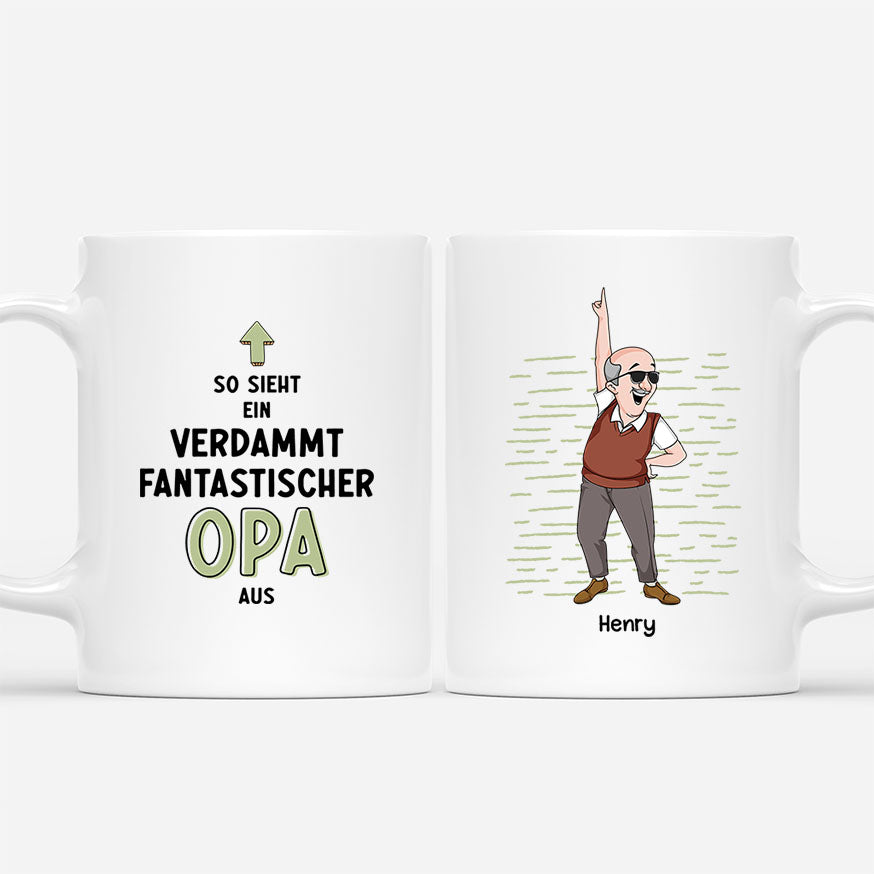 So Sieht Ein Verdammt Fantastischer Papa/Opa Aus - Personalisiertes Geschenk | Tasse für Männer