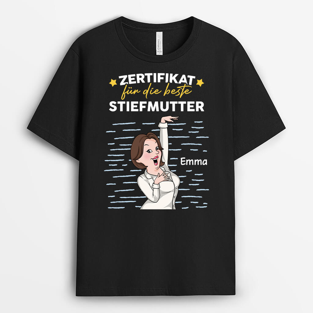 Zertifikat Für Die Beste Stiefmutter - Personalisiertes Geschenk | T-Shirt für Stiefmütter