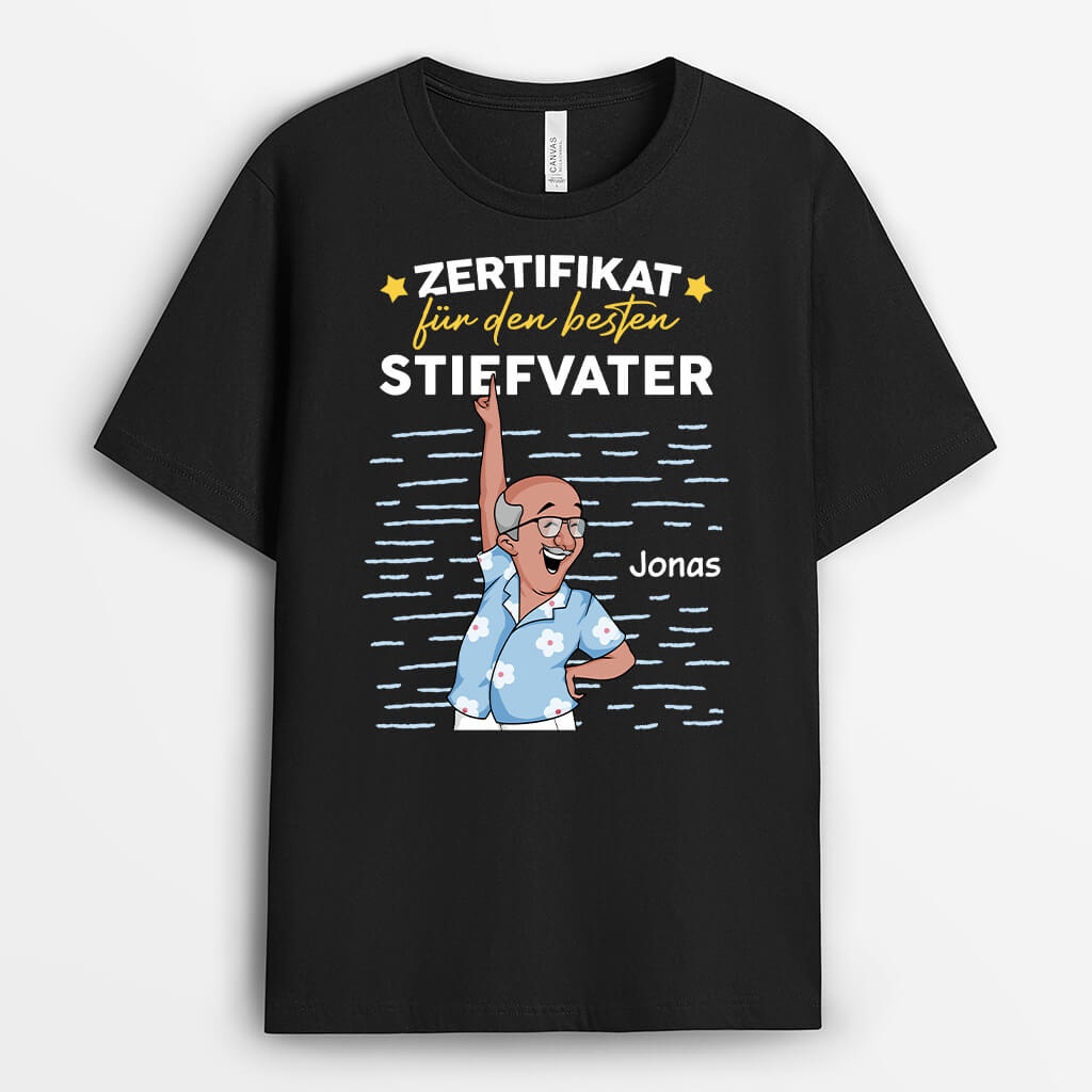 Zertifikat FürDen Besten Stiefvater - Personalisiertes Geschenk | T-Shirt für Stiefväter