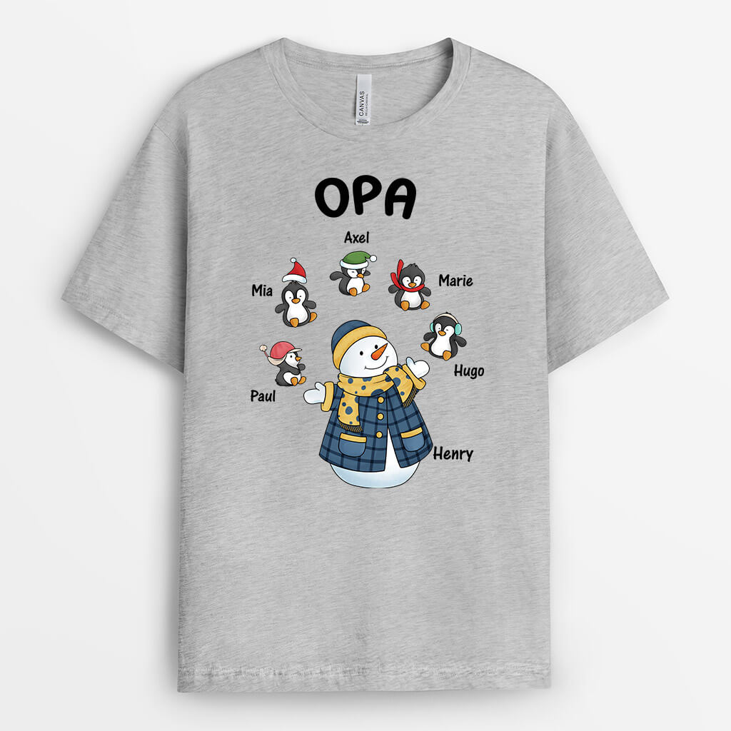 Opas/Papa Schneemann - Personalisiertes Geschenk | T-Shirt für Männer zu Weihnachten