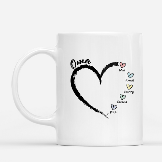 3044MGE1 oma und enkelkinder herzen buntstifte personalisiertes geschenk  mama  oma tasse 3044m8m5a