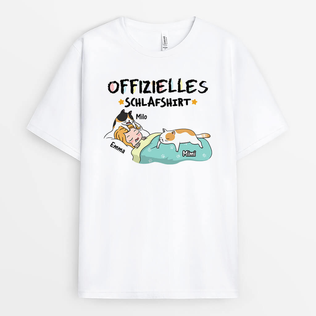 Offizielles Schlafshirt - Personalisiertes Geschenk | T-Shirt für Katzenliebhaber